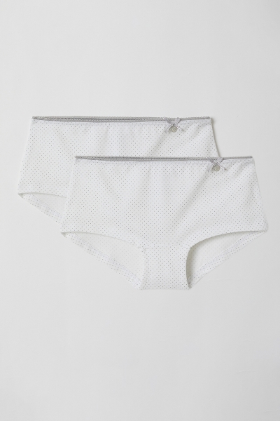 Resim 10-16 Yaş 2’li Kız Çocuk Külot-Hıd - 903-Beyaz Puantiyeli