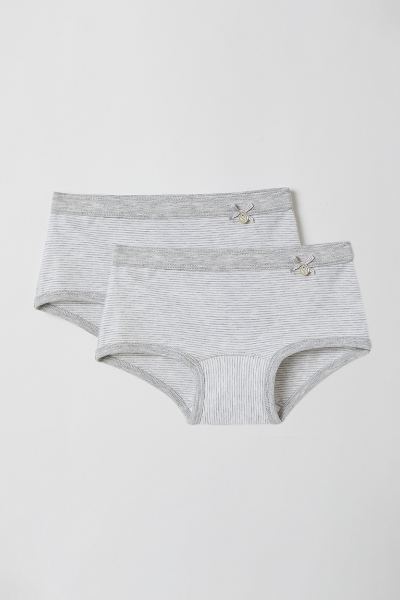 Resim 10-16 Yaş 2’li Kız Çocuk Külot-Shd - 905-Çizgili Gri