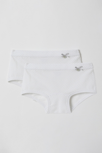 Resim 2-8 Yaş 2’li Kız Çocuk Külot-Shd - 903-Beyaz Puantiyeli