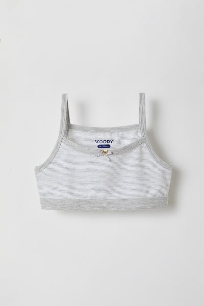 Resim 10-16 Yaş Kız Çocuk Atlet-Spt - 905-Çizgili Gri