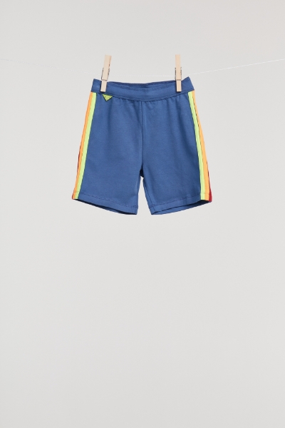 Resim Unisex Şort- - 853-Mavi