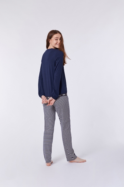 Resim Kadın Pijama-Ypb - 885-Boğa Temalı Koyu Lacivert