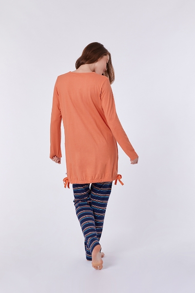 Resim Kadın Pijama-Tul - 507-Boğa Temalı Kırmızımsı Kahve