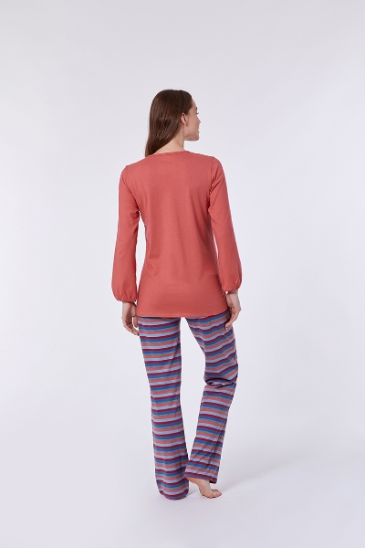 Resim Kadın Pijama-Sıl - 437-Rakun Temalı Gül Kırmızısı