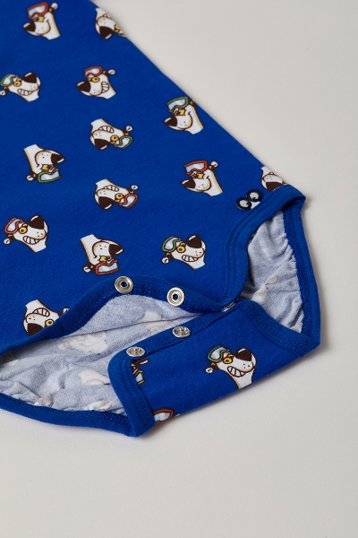 Resim Pamuklu Bebek Body-Res - 910-Kutup Ayısı Baskılı İndigo