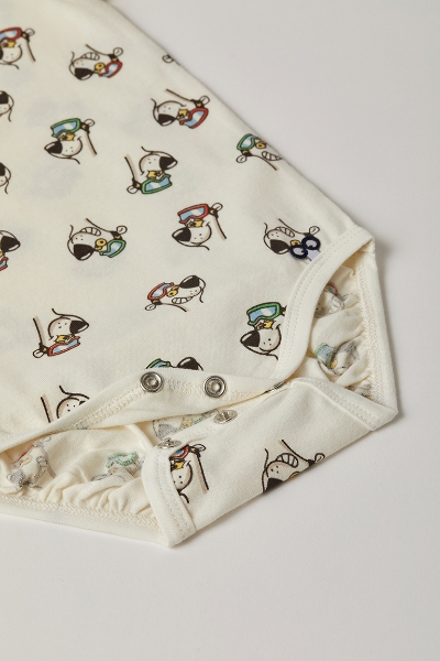 Resim Pamuklu Bebek Body-Rel - 911-Kutup Ayısı Baskılı Ekru