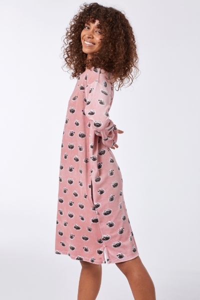 Resim Kadın Gecelik-Nıl - 929-Rakun Baskılı Pembe