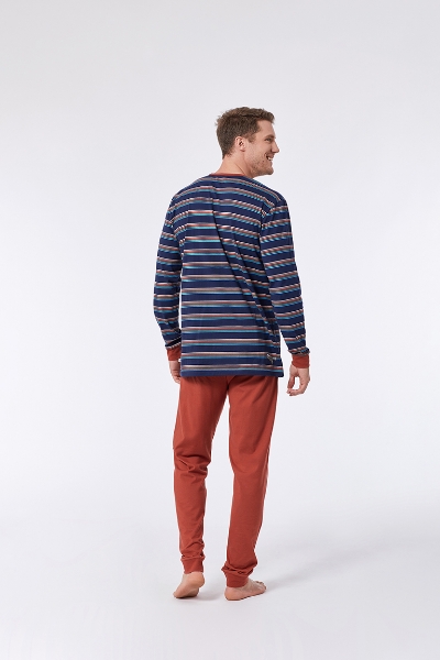 Resim Erkek Pijama-Plc - 901-Boğa Temalı Çizgili Koyu Lacivert