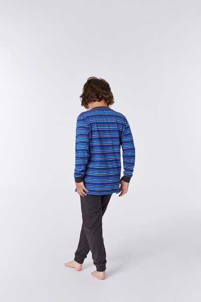 Resim 2-8 Yaş Erkek Çocuk Pijama-Plc - 900-Kutup Ayısı Temalı Çizgili İndigo Mavi