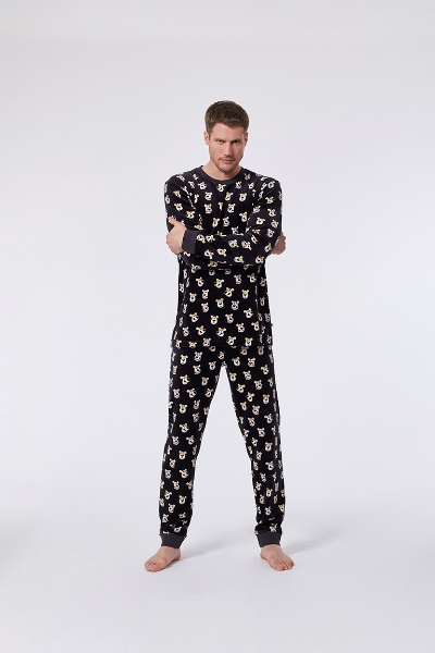 Resim Erkek Pijama-Plc - 913-Kutup Ayısı Baskılı Siyah