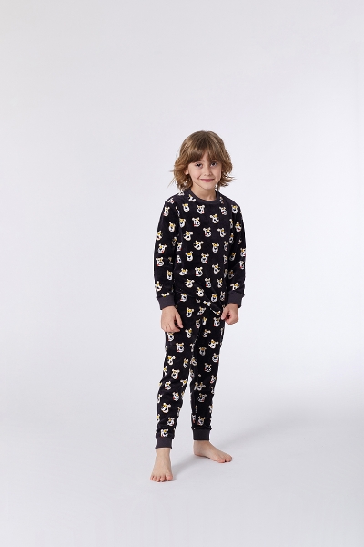 Resim 2-8 Yaş Erkek Çocuk Pijama-Plc - 913-Kutup Ayısı Baskılı Siyah