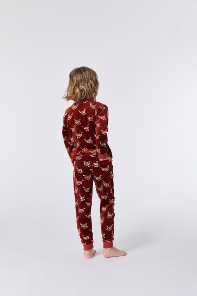 Resim 2-8 Yaş Erkek Çocuk Pijama-Plc - 921-Boğa Baskılı Tarçın Kırmızısı