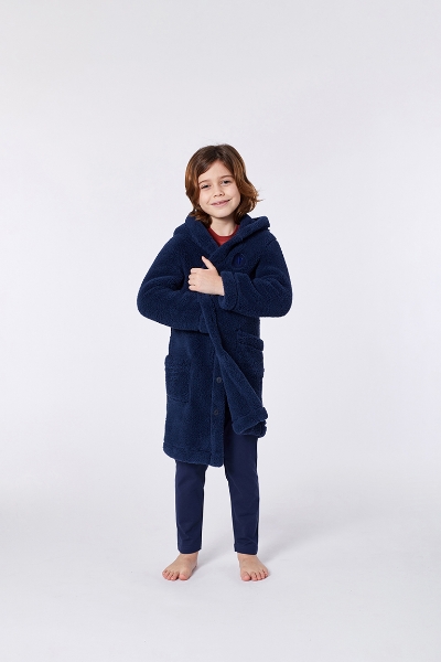 Resim Sabahlık-Rot - 885-Boğa Temalı Koyu Lacivert