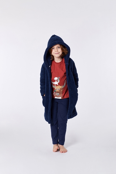 Resim Sabahlık-Rot - 885-Boğa Temalı Koyu Lacivert