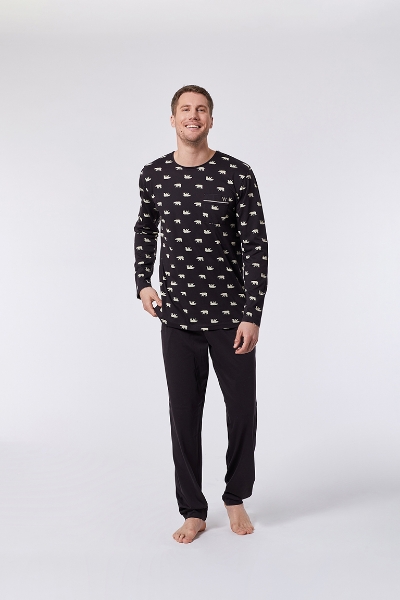 Resim Erkek Pijama-Mrl - 939-Kutup Ayısı Baskılı Klasik Kahverengi