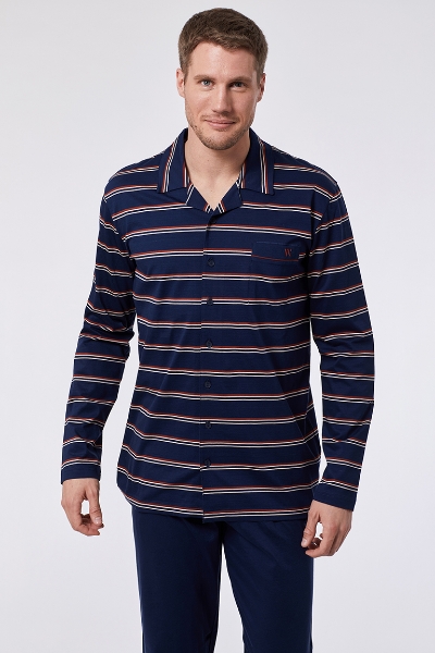 Resim Erkek Pijama-Mbt - 961-Boğa Temalı Çizgili Klasik Lacivert