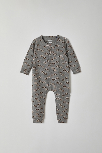 Resim Bebek Tulumu-Onb - 924-Rakun Baskılı Gri