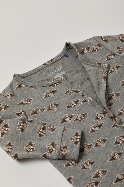 Resim Bebek Tulumu-Onb - 924-Rakun Baskılı Gri