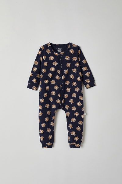 Resim Bebek Tulumu-Onb - 917-Boğa Baskılı Koyu Lacivert 