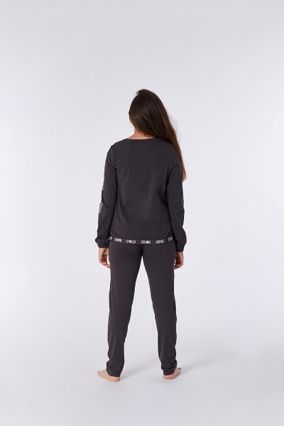 Resim 2-8 Yaş Kız Çocuk Pijama-Ypb - 193-Kutup Ayısı Temalı Koyu Kahve