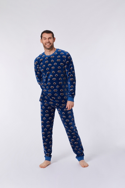 Resim Erkek Pijama-Plc - 928-Rakun Baskılı Koyu Mavi