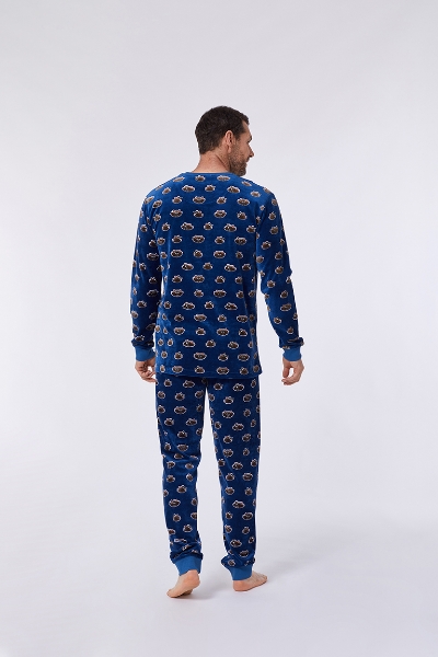 Resim Erkek Pijama-Plc - 928-Rakun Baskılı Koyu Mavi