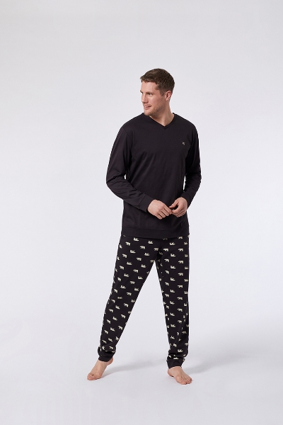 Resim Erkek Pijama-Mvl - 193-Kutup Ayısı Temalı Koyu Kahve