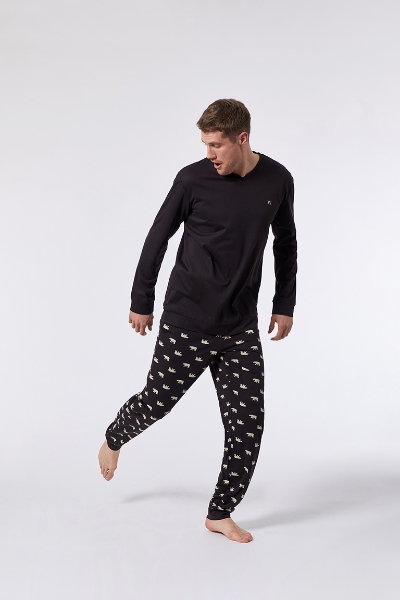 Resim Erkek Pijama-Mvl - 193-Kutup Ayısı Temalı Koyu Kahve