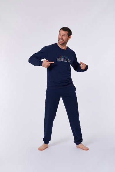 Resim Sweatshirt-Qld - 885-Boğa Temalı Koyu Lacivert