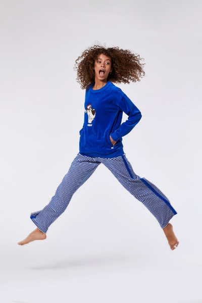 Resim Kadın Pijama-Pdv - 852-Kutup Ayısı Temalı İndigo Mavi