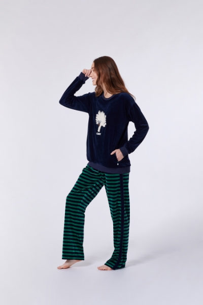 Resim Kadın Pijama-Pdv - 885-Boğa Temalı Koyu Lacivert