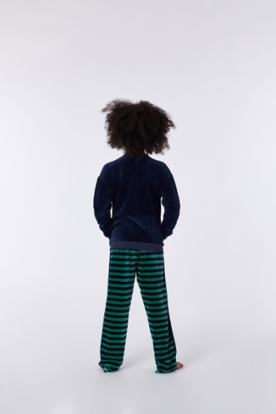 Resim 2-8 Yaş Kız Çocuk Pijama-Pdv - 885-Boğa Temalı Koyu Lacivert