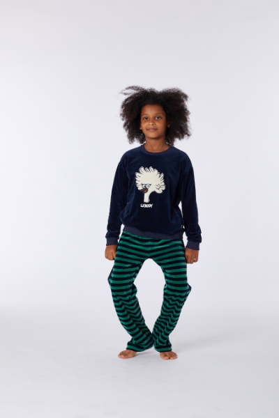 Resim 2-8 Yaş Kız Çocuk Pijama-Pdv - 885-Boğa Temalı Koyu Lacivert