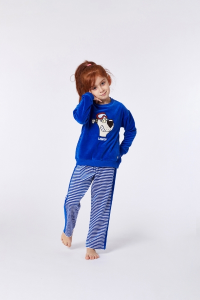 Resim 10-16 Yaş Kız Çocuk Pijama-Pdv - 852-Kutup Ayısı Temalı İndigo Mavi
