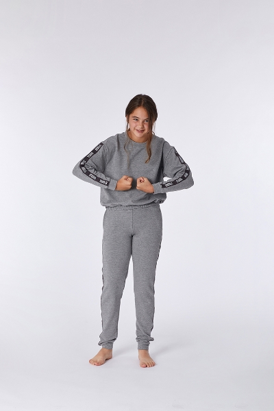 Resim Sweatshirt-Yla - 125-Rakun Temalı Gri Melanj