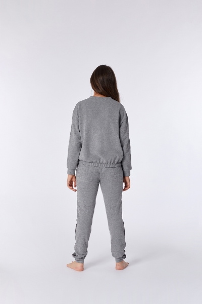 Resim Sweatshirt-Yla - 125-Rakun Temalı Gri Melanj