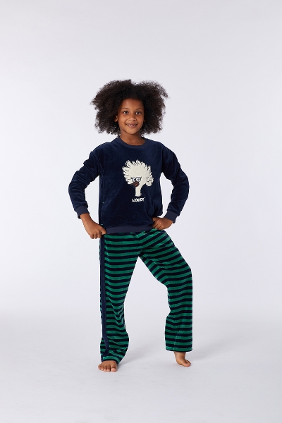 Resim 10-16 Yaş Kız Çocuk Pijama-Pdv - 885-Boğa Temalı Koyu Lacivert