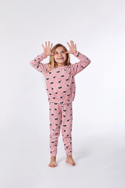 Resim 10-16 Yaş Kız Çocuk Pijama-Pdl - 929-Rakun Baskılı Pembe
