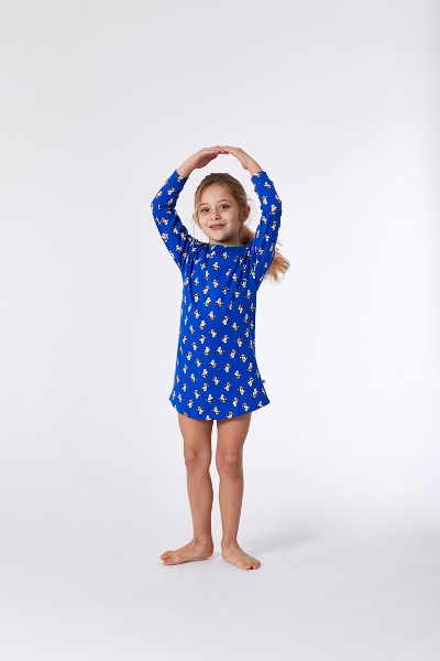 Resim 10-16 Yaş Kız Çocuk Gecelik-Dzf - 910-Kutup Ayısı Baskılı İndigo