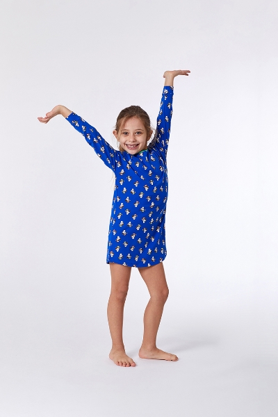 Resim 2-8 Yaş Kız Çocuk Gecelik-Dzf - 910-Kutup Ayısı Baskılı İndigo