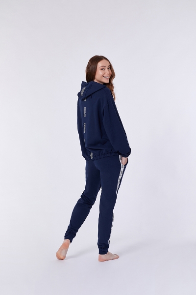 Resim Kapüşonlu Sweatshirt-Ylc - 885-Boğa Temalı Koyu Lacivert