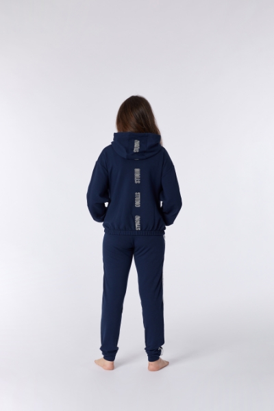 Resim Kapüşonlu Sweatshirt-Ylc - 885-Boğa Temalı Koyu Lacivert