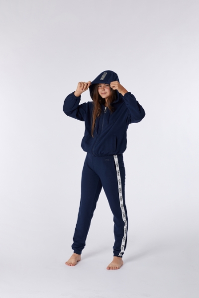 Resim Kapüşonlu Sweatshirt-Ylc - 885-Boğa Temalı Koyu Lacivert