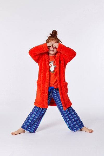 Resim 10-16 Yaş Yumuşak Bornoz Sabahlık-Rom - 546-Kutup Ayısı Temalı Mandalin Turuncusu