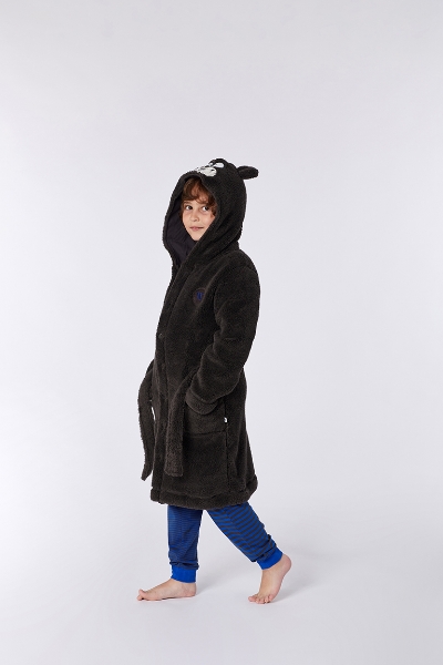 Resim 10-16 Yaş Yumuşak Bornoz Sabahlık-Rom - 193-Kutup Ayısı Temalı Koyu Kahve