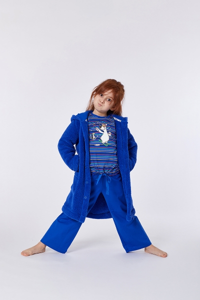 Resim 2-8 Yaş Yumuşak Bornoz Sabahlık-Rom - 852-Kutup Ayısı Temalı İndigo Mavi