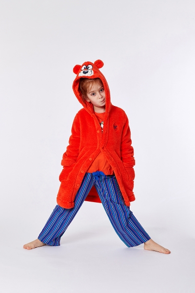 Resim 2-8 Yaş Yumuşak Bornoz Sabahlık-Rom - 546-Kutup Ayısı Temalı Mandalin Turuncusu