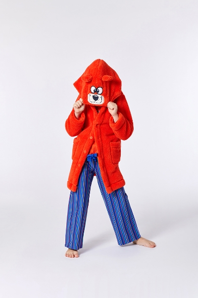 Resim 2-8 Yaş Yumuşak Bornoz Sabahlık-Rom - 546-Kutup Ayısı Temalı Mandalin Turuncusu