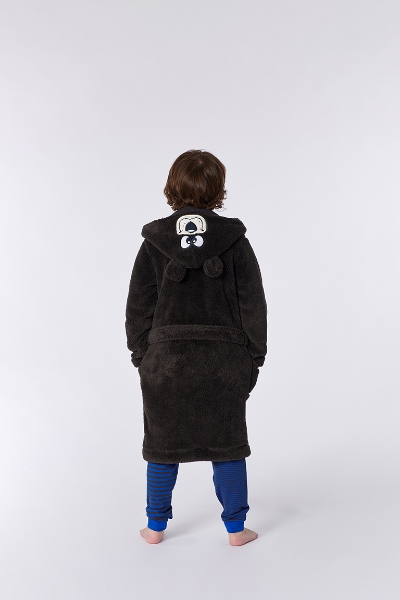 Resim 2-8 Yaş Yumuşak Bornoz Sabahlık-Rom - 193-Kutup Ayısı Temalı Koyu Kahve