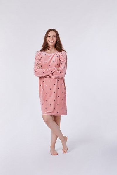 Resim Kadın Gecelik-Yde - 949-Alpaka Baskılı Ekru